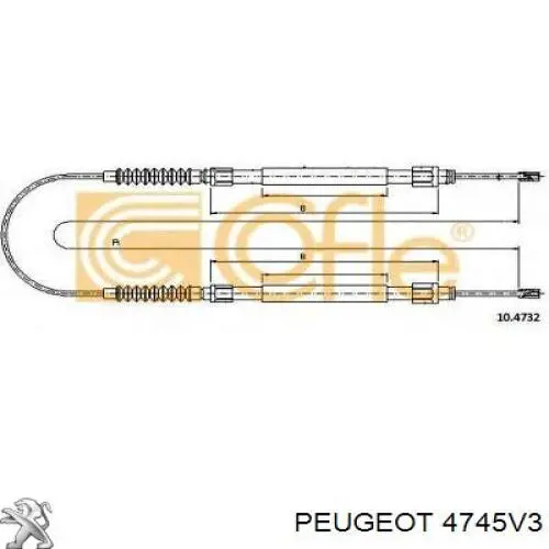 4745V3 Peugeot/Citroen cable de freno de mano trasero derecho/izquierdo