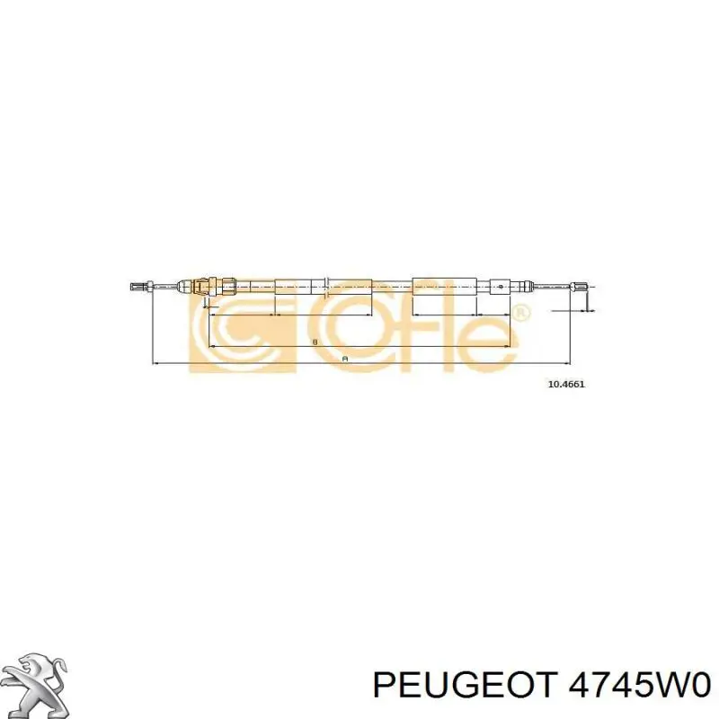 4745W0 Peugeot/Citroen cable de freno de mano trasero izquierdo