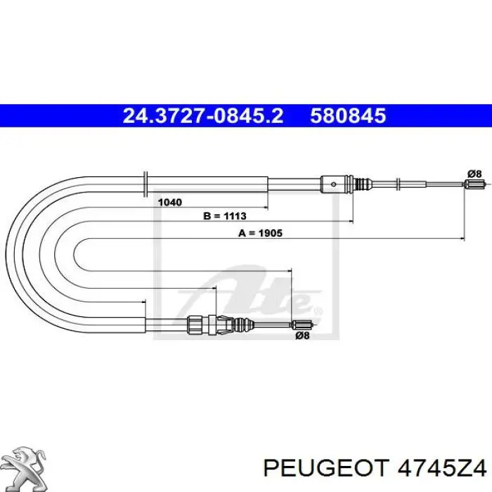 2001233 Beca Cables Cable de freno de mano trasero derecho/izquierdo