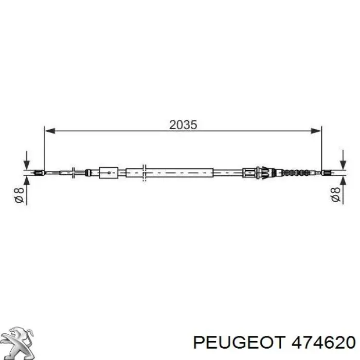 474620 Peugeot/Citroen cable de freno de mano trasero derecho/izquierdo