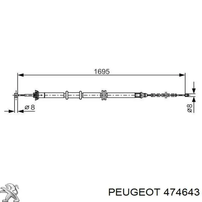 474643 Peugeot/Citroen cable de freno de mano trasero derecho