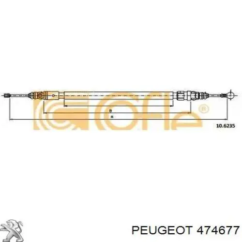 Cable de freno de mano trasero derecho/izquierdo Peugeot/Citroen 474657
