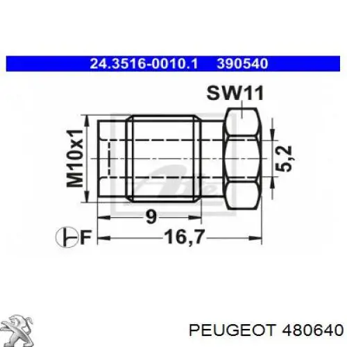 480640 Peugeot/Citroen tubo flexible de frenos trasero