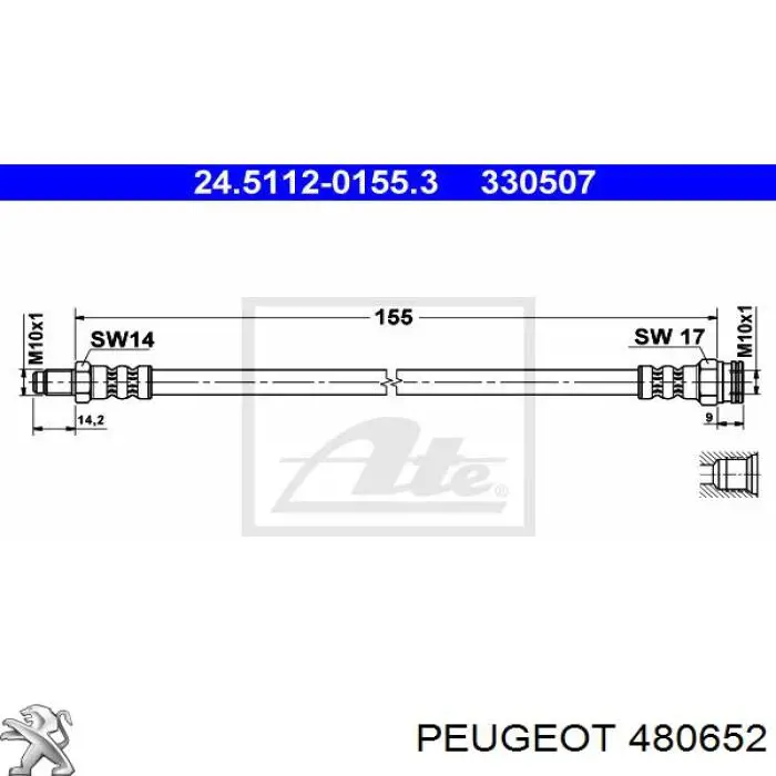 480652 Peugeot/Citroen tubo flexible de frenos trasero