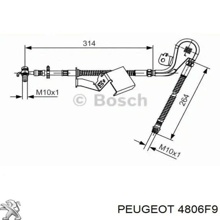 4806F9 Peugeot/Citroen latiguillos de freno delantero izquierdo