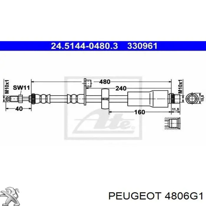 Latiguillos de freno delantero 890482 Triclo