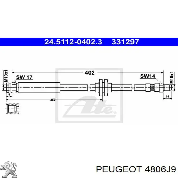 4806J9 Peugeot/Citroen latiguillo de freno delantero