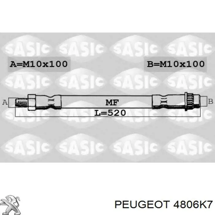 4806K7 Peugeot/Citroen latiguillo de freno delantero