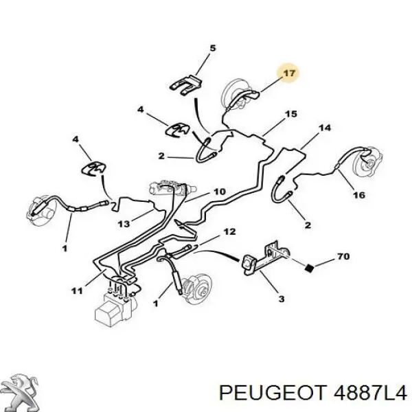 Comprar 4887L4 Peugeot/Citroen Latiguillo de freno trasero