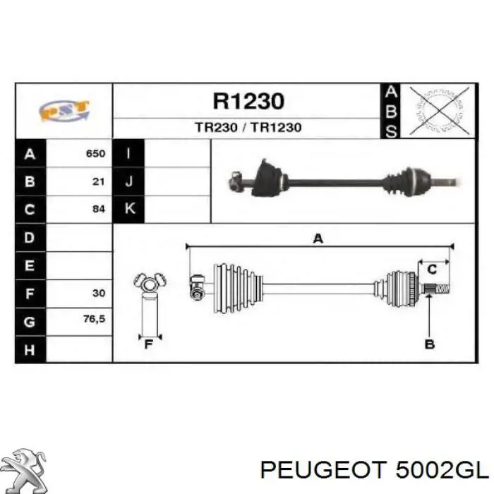 5002GL Peugeot/Citroen muelle de suspensión eje delantero