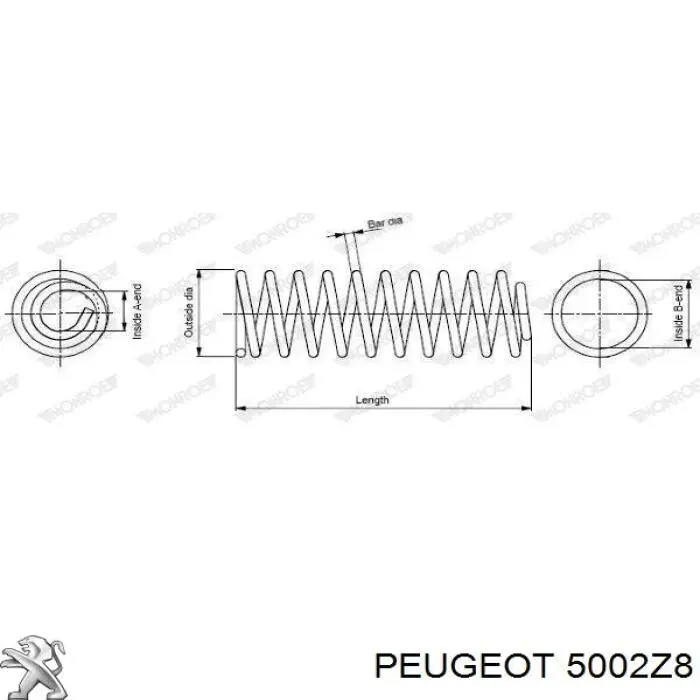 5002Z8 Peugeot/Citroen muelle de suspensión eje delantero