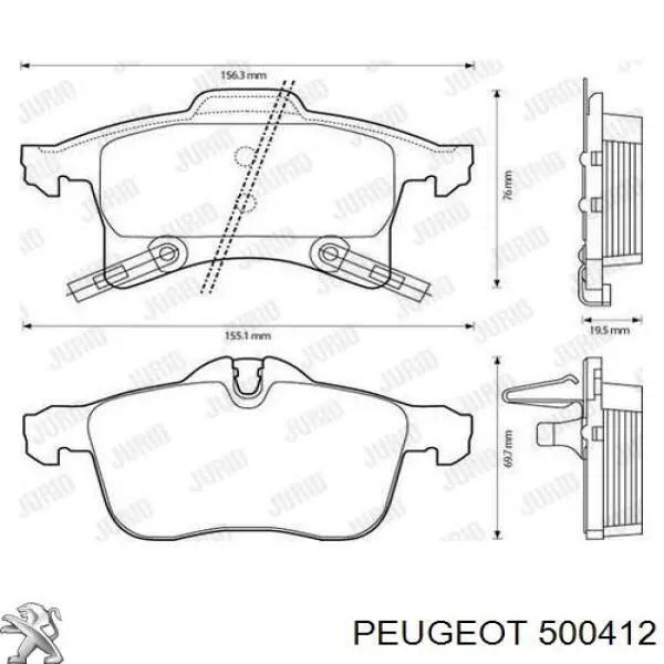 500412 Peugeot/Citroen muelle de suspensión eje delantero