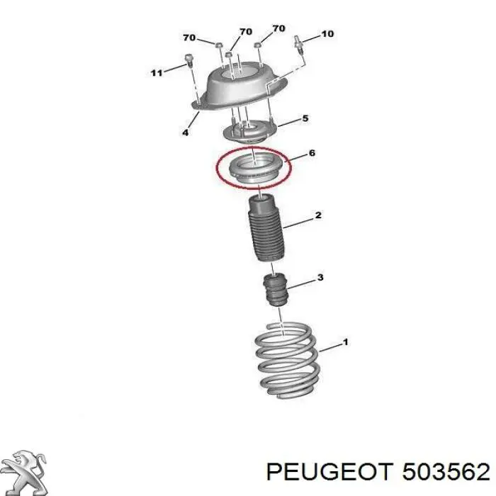 Rodamiento amortiguador delantero para Peugeot 508 