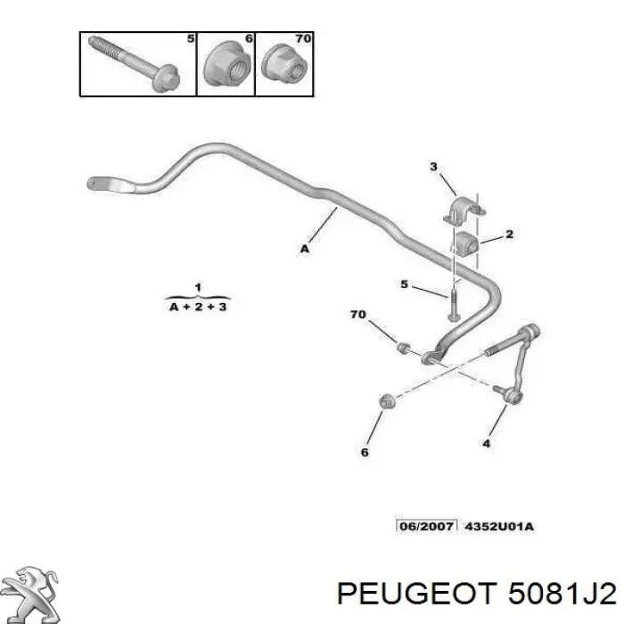 Estabilizador delantero para Peugeot 407 (6D)
