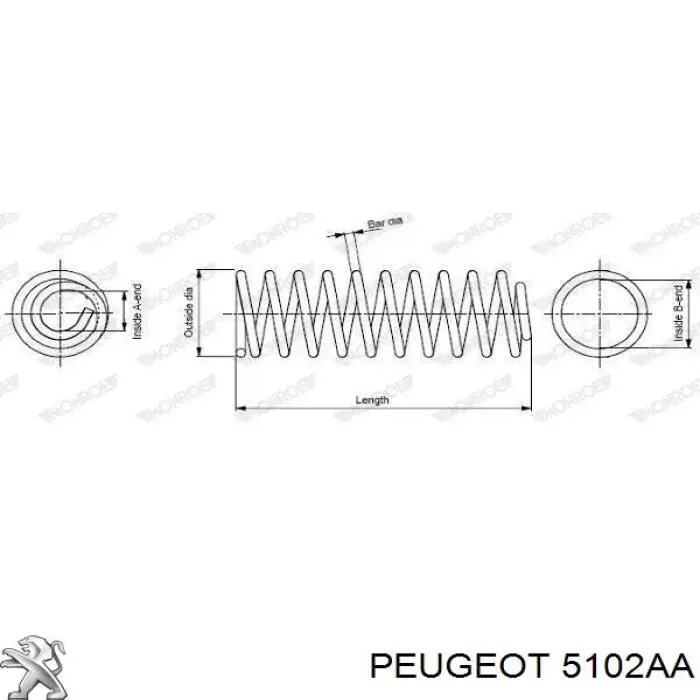 Comprar 5102AA Peugeot/Citroen Muelle de eje trasero