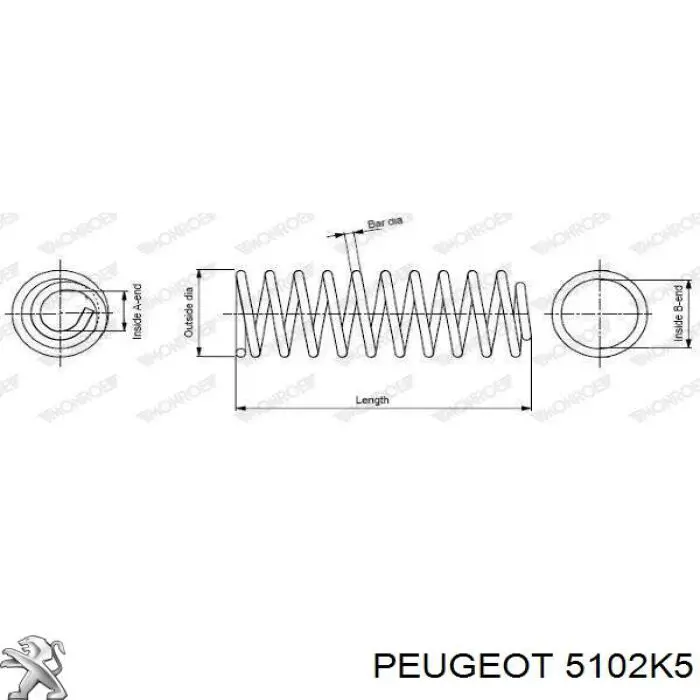 5102K5 Peugeot/Citroen muelle de suspensión eje trasero