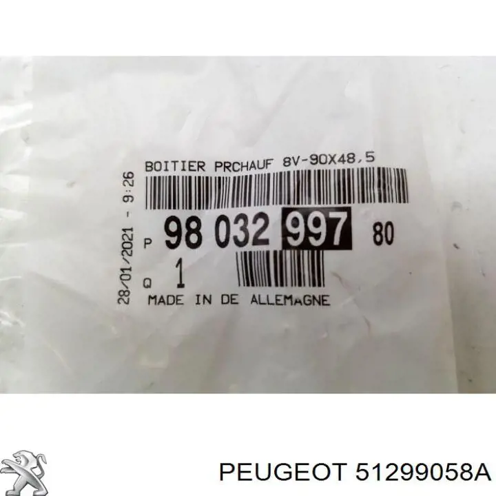 51299058A Peugeot/Citroen Relé de bujías incandescentes