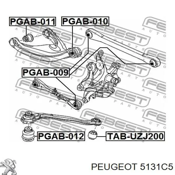 5131C5 Peugeot/Citroen silentblock de brazo de suspensión trasero superior