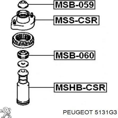 5131G3 Peugeot/Citroen silentblock en barra de amortiguador trasera