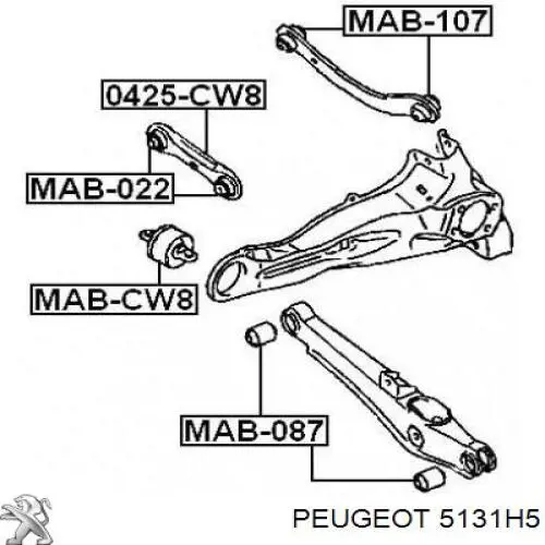 5131H5 Peugeot/Citroen bloque silencioso trasero brazo trasero delantero