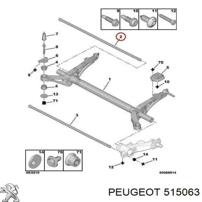 Barra de torsión trasera izquierda para Peugeot Partner (5F)