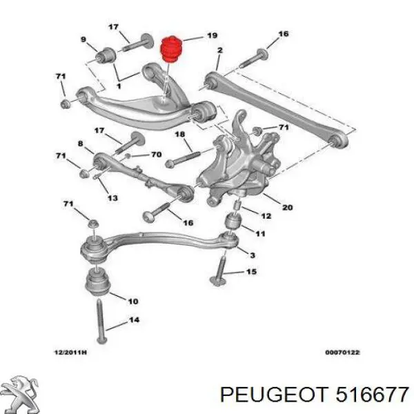 516677 Peugeot/Citroen Tope del eje trasero