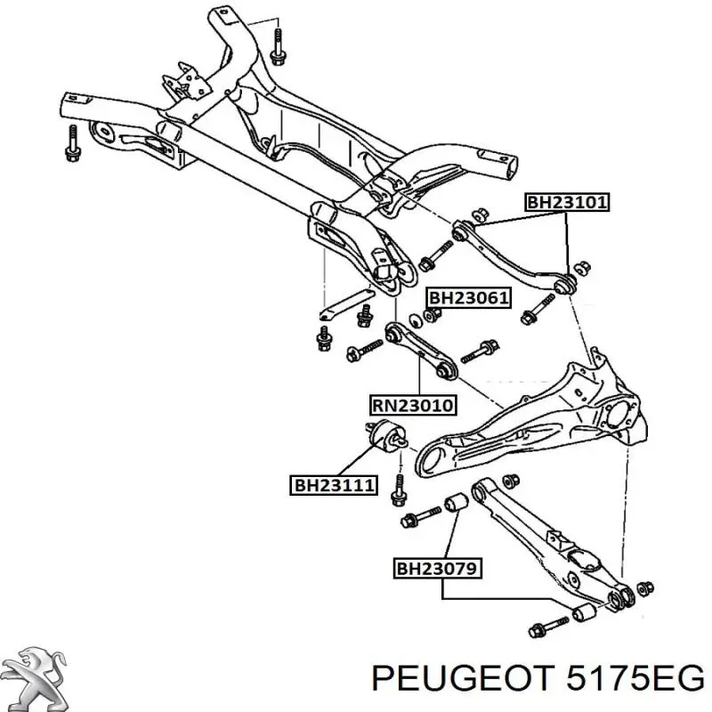 5175EG Peugeot/Citroen barra transversal de suspensión trasera