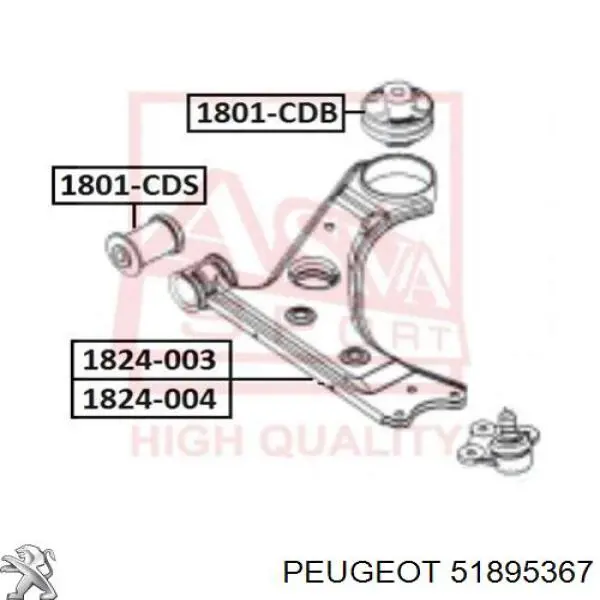 51895367 Peugeot/Citroen barra oscilante, suspensión de ruedas delantera, inferior izquierda