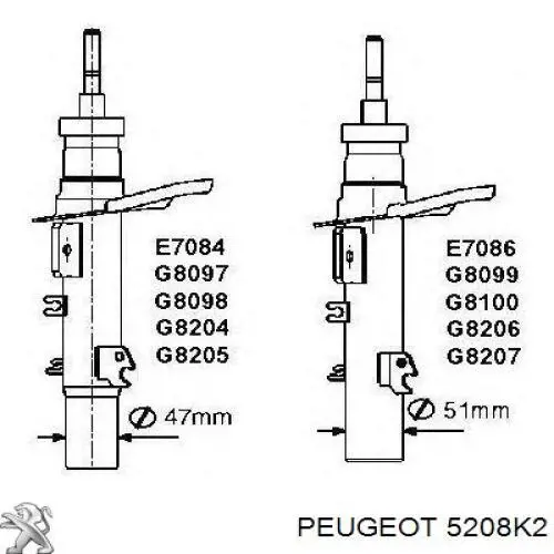 5208K2 Peugeot/Citroen amortiguador delantero izquierdo