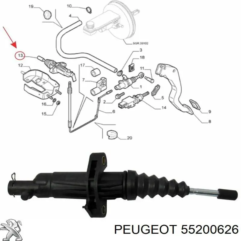 55200626 Peugeot/Citroen cilindro receptor, embrague