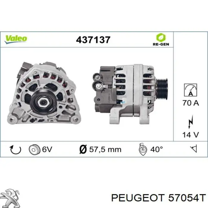 57054T Peugeot/Citroen alternador