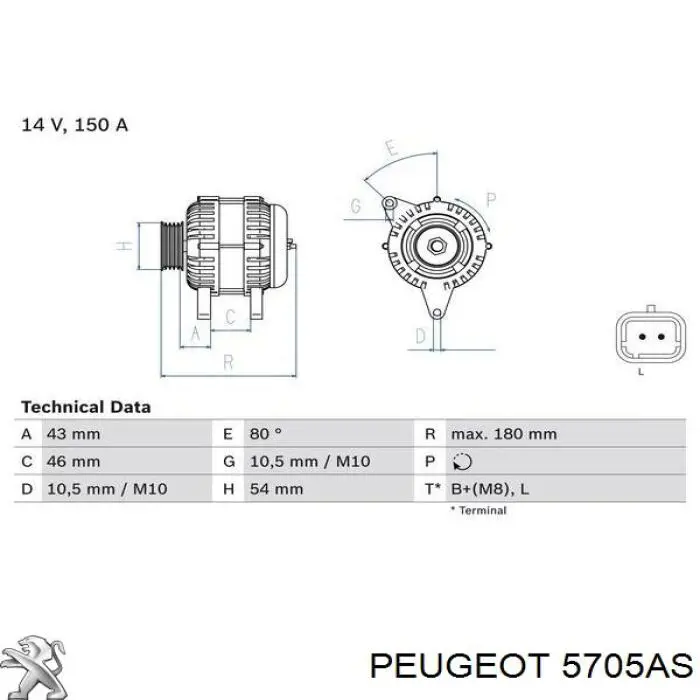 Alternador del motor Peugeot/Citroen 5705AS precio, desde 66,79 EUR