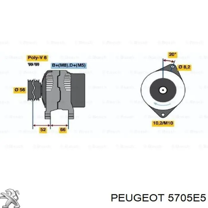 5705E5 Peugeot/Citroen alternador