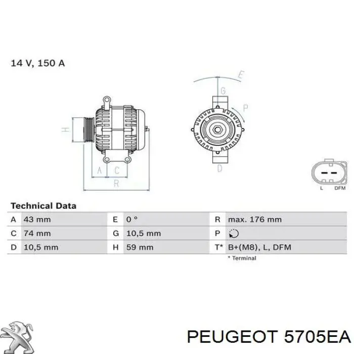 Alternador del motor Peugeot/Citroen 5705EA precio, desde 171,34 EUR