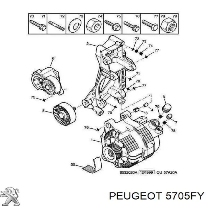 5705FY Peugeot/Citroen alternador