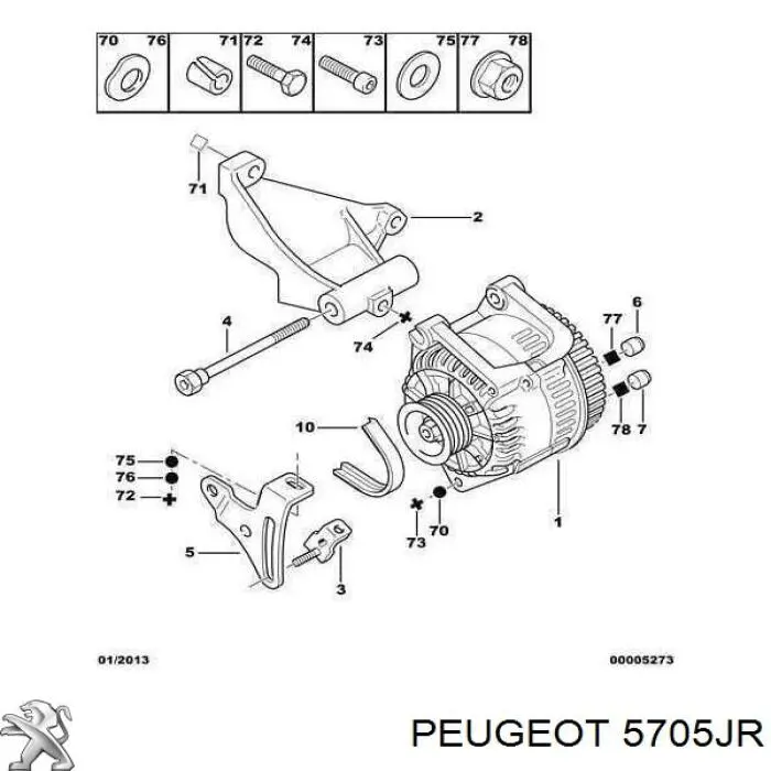 5705JR Peugeot/Citroen alternador