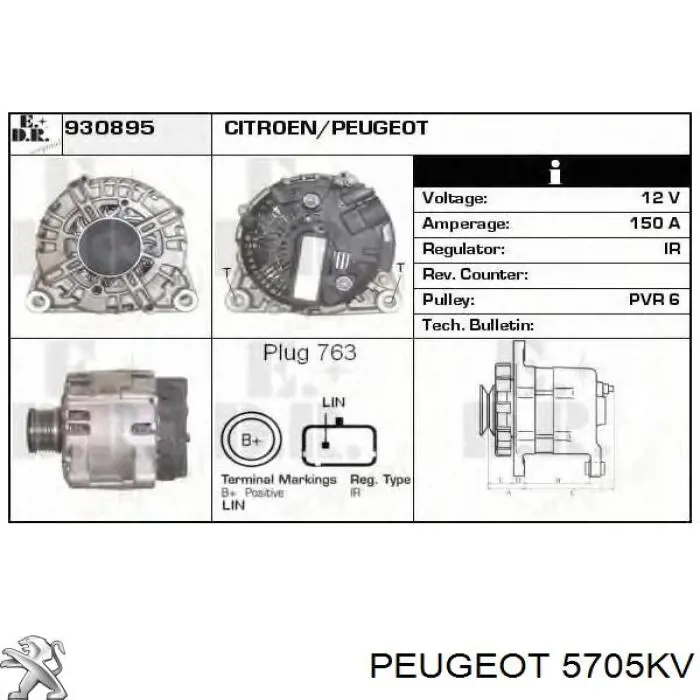 5705KV Peugeot/Citroen alternador