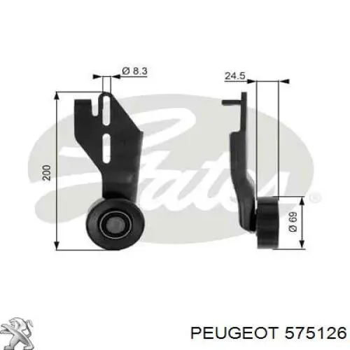 575126 Peugeot/Citroen tensor de correa, correa poli v