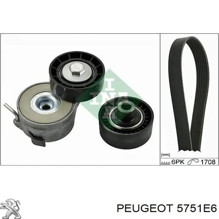 5751E6 Peugeot/Citroen polea inversión / guía, correa poli v