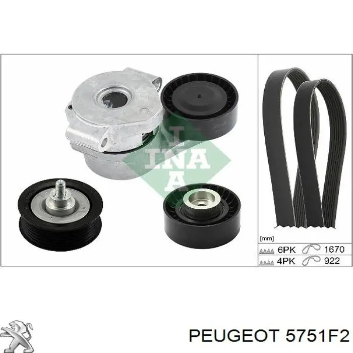 Tensor de la correa trapecial poli v Peugeot/Citroen 5751F2