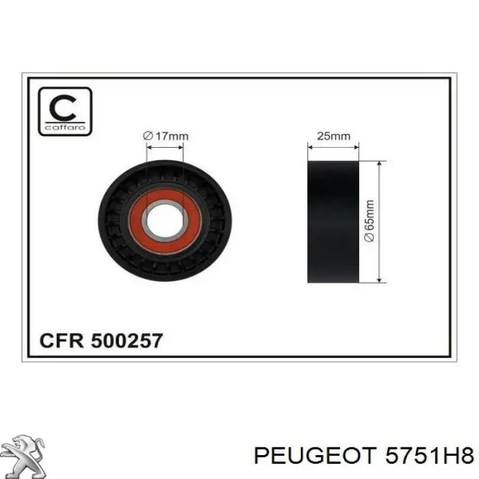 5751H8 Peugeot/Citroen tensor de correa, correa poli v