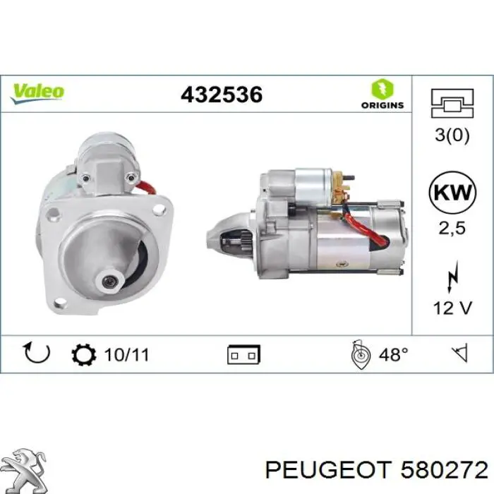 580272 Peugeot/Citroen Arranque motores