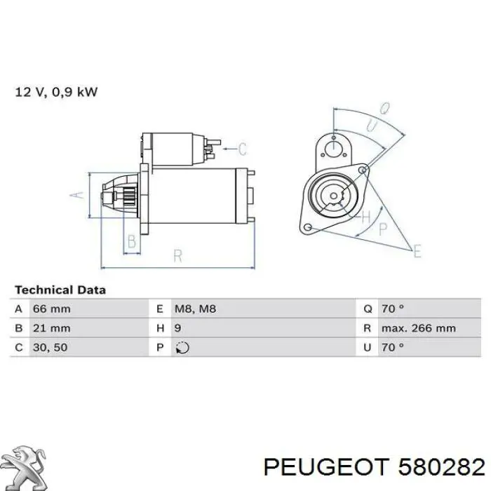 Motor de arranque 580282 Peugeot/Citroen