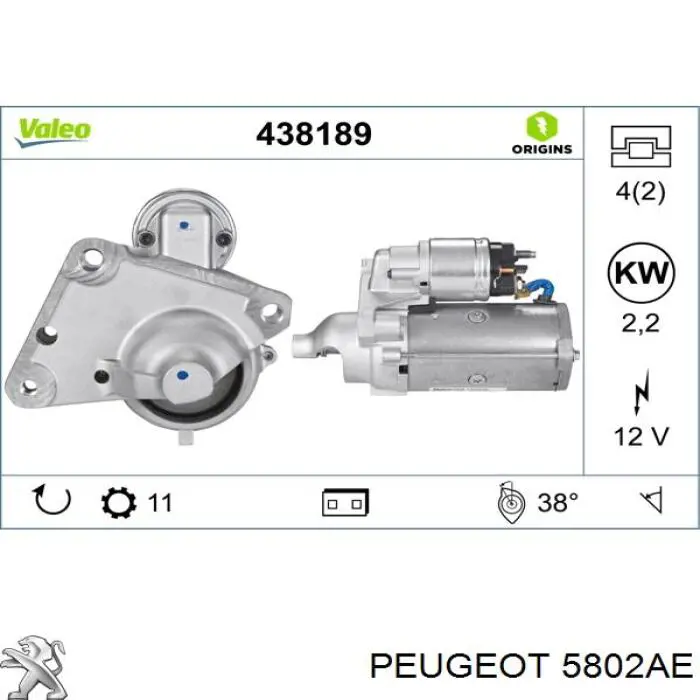 5802AE Peugeot/Citroen motor de arranque