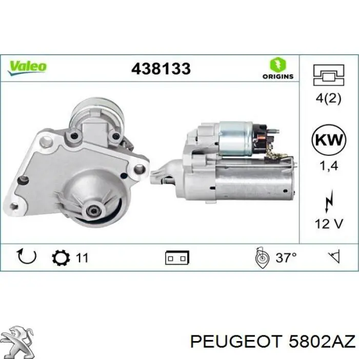 5802AZ Peugeot/Citroen motor de arranque