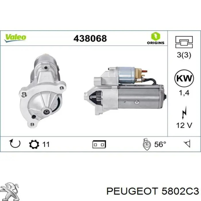 5802C3 Peugeot/Citroen motor de arranque