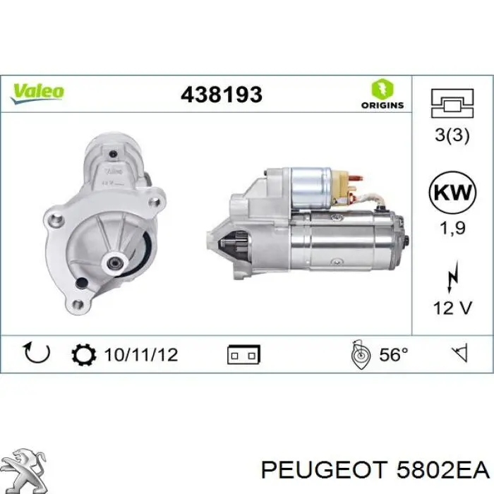5802EA Peugeot/Citroen motor de arranque