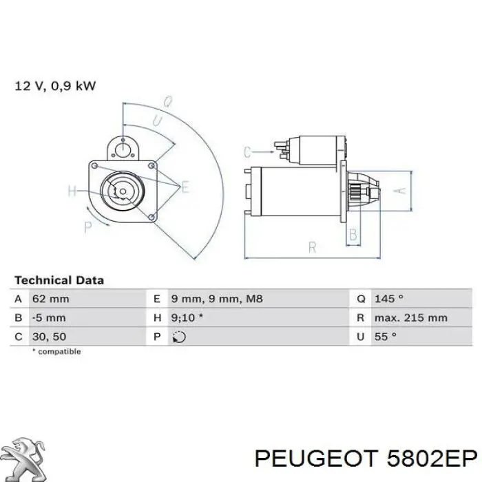 5802EP Peugeot/Citroen Arranque motores