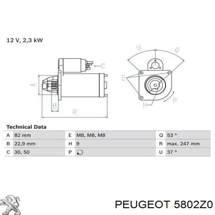 5802Z0 Peugeot/Citroen motor de arranque