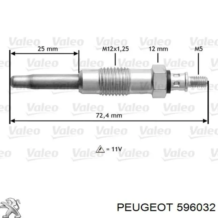 596032 Peugeot/Citroen bujía de incandescencia
